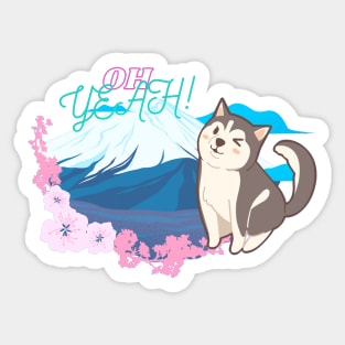 Oh Yeah! Japanese Husky Sakura Travel Dog Sticker